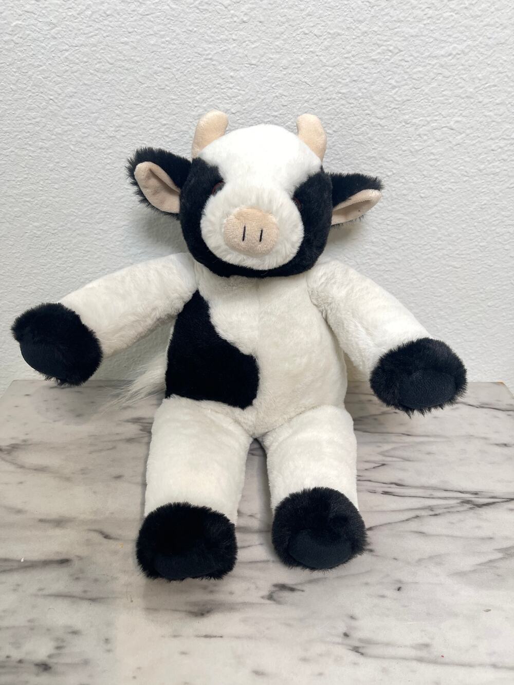 Bearington Cowlin The Cow Plush Toy 15” Farm Animal Black White Surface Washable